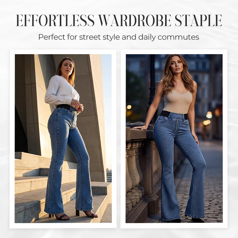 👖 Γυναικεία ψηλόμεση τζιν φούστα με φαρδύ κάτω μέρος-GR