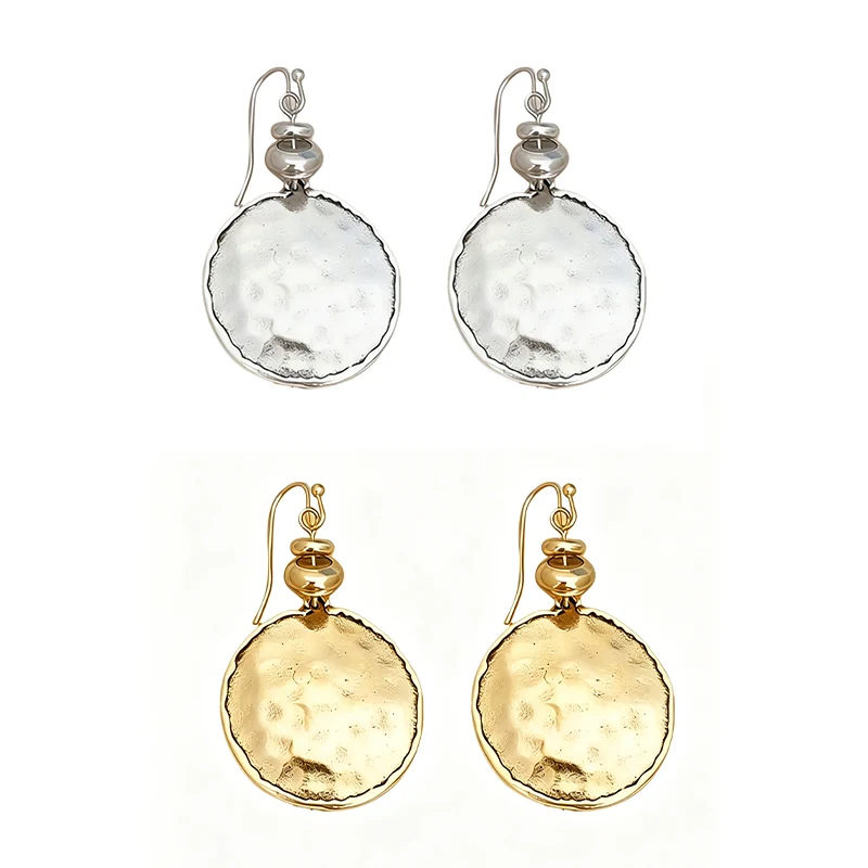 ✨1+1 gratis🌸Pendientes vintage de metal martillado en forma de lágrima-ES