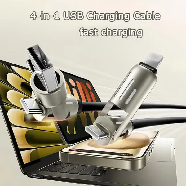 Cable de datos 4 en 1 de 240 W con luces de actividad de colores-ES