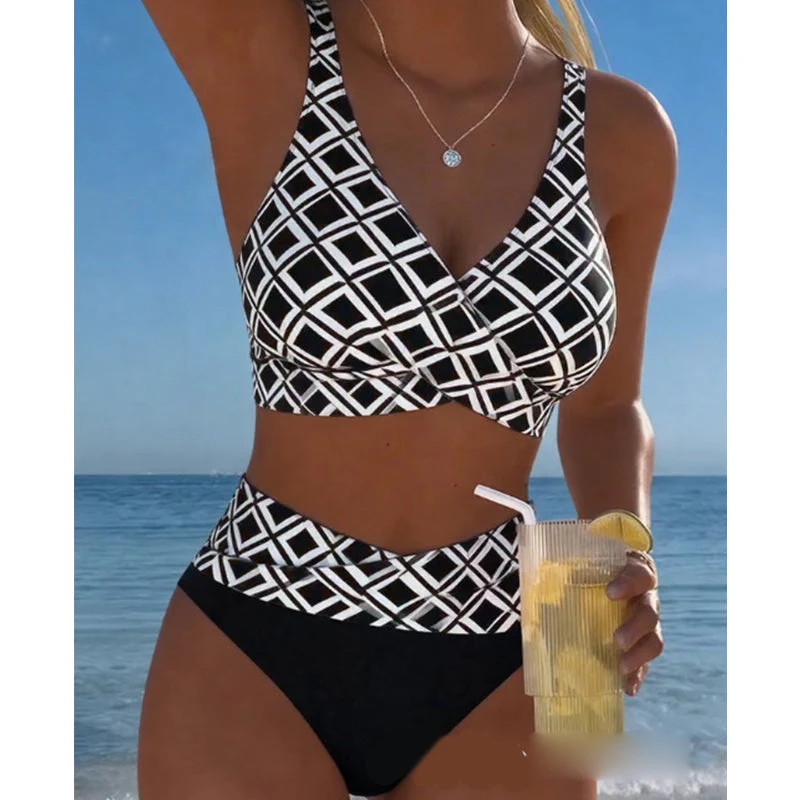 👙🌊Dámska dvojdielna bikinová súprava s vysokým pásom-SK