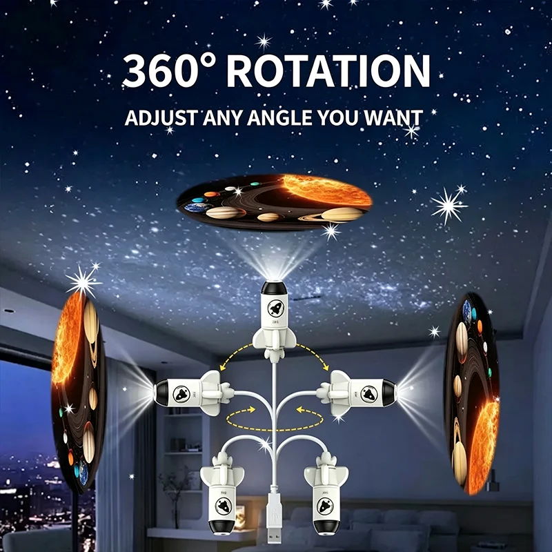 Proyector inteligente con rotación de 360°. Ideal para coches, interiores y cualquier lugar con el ambiente adecuado.-ES