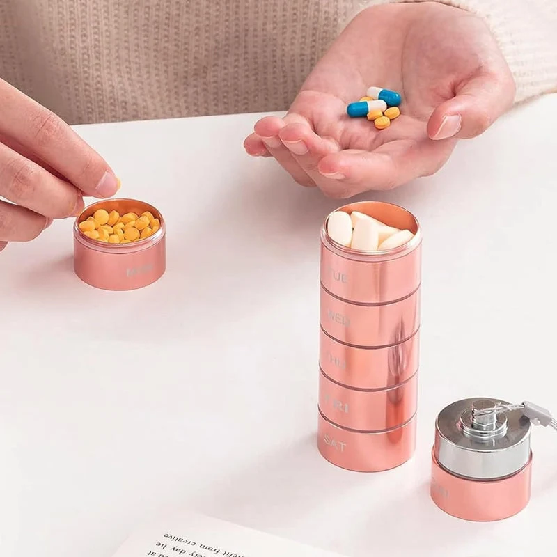 Pastillero portátil de aluminio impermeable para 7 días.-ES