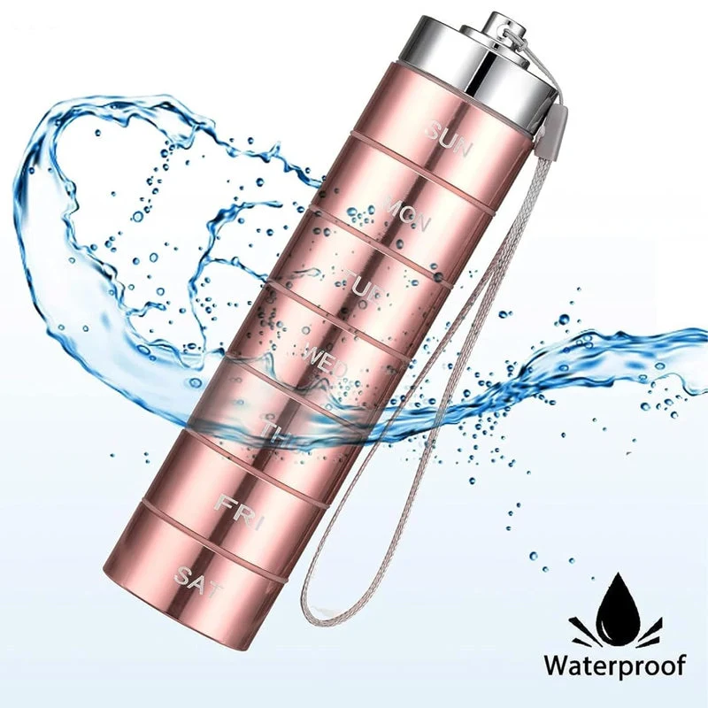 Pastillero portátil de aluminio impermeable para 7 días.-ES