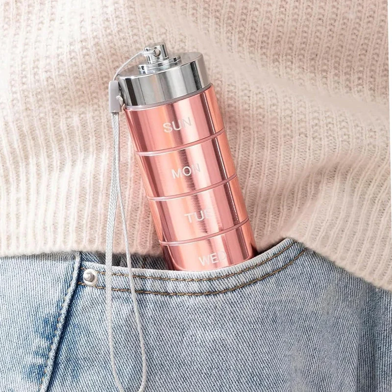 Pastillero portátil de aluminio impermeable para 7 días.-ES