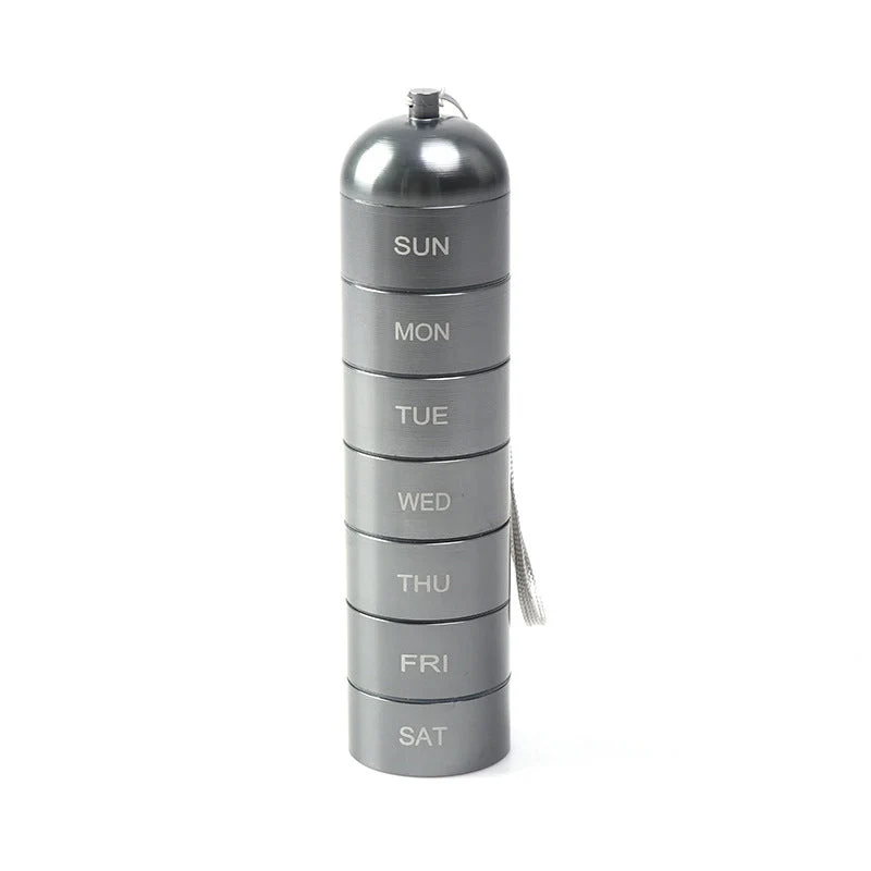 Pastillero portátil de aluminio impermeable para 7 días.-ES