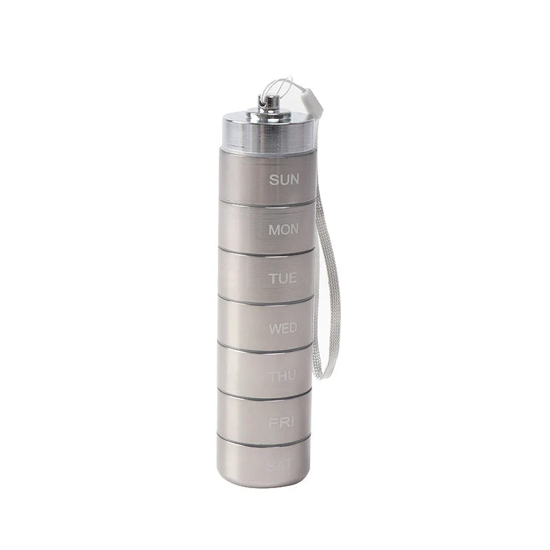 Pastillero portátil de aluminio impermeable para 7 días.-ES