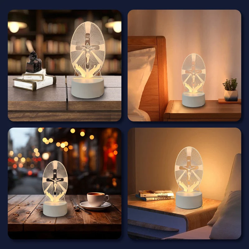 🌙 Paz y fe en una sola luz: lámpara de noche 3D con Jesús-ES