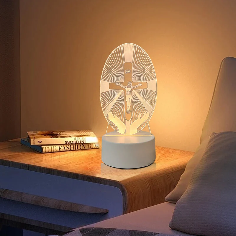 🌙 Paz y fe en una sola luz: lámpara de noche 3D con Jesús-ES