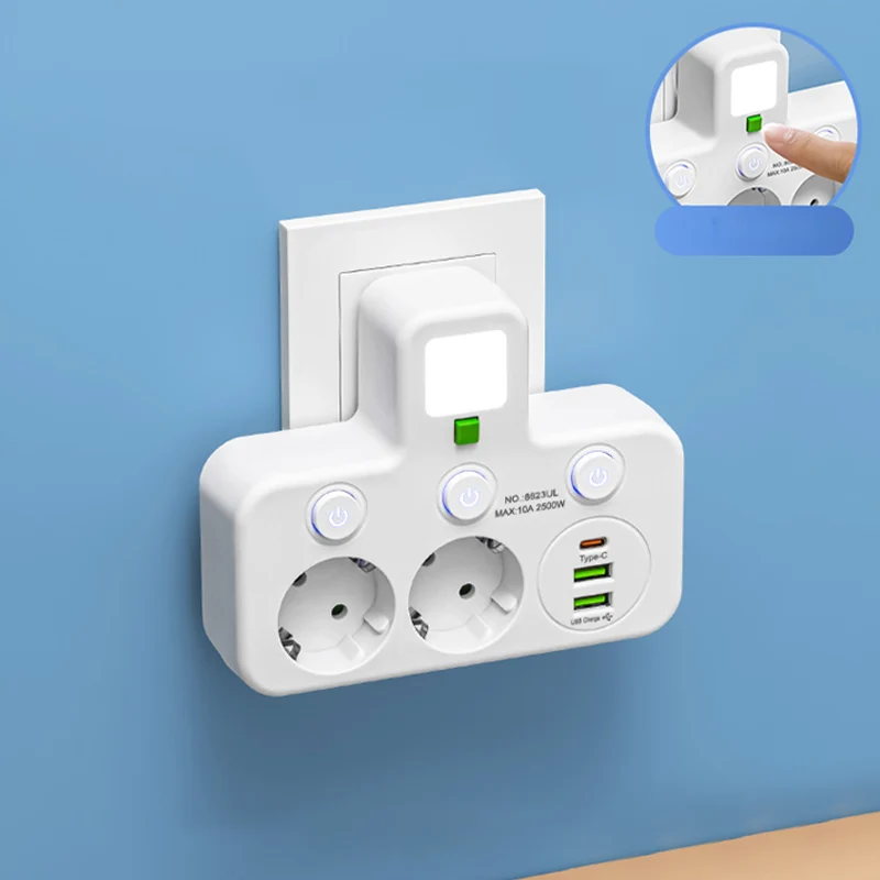 🔌⚡Έξυπνο καλώδιο τροφοδοσίας με θύρες USB (πρίζα EU)-GR