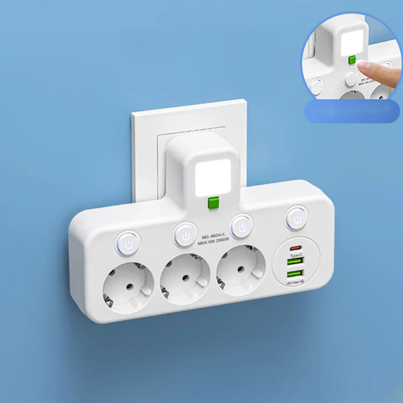 🔌⚡Έξυπνο καλώδιο τροφοδοσίας με θύρες USB (πρίζα EU)-GR