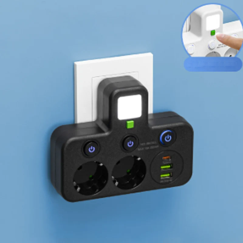 🔌⚡Έξυπνο καλώδιο τροφοδοσίας με θύρες USB (πρίζα EU)-GR
