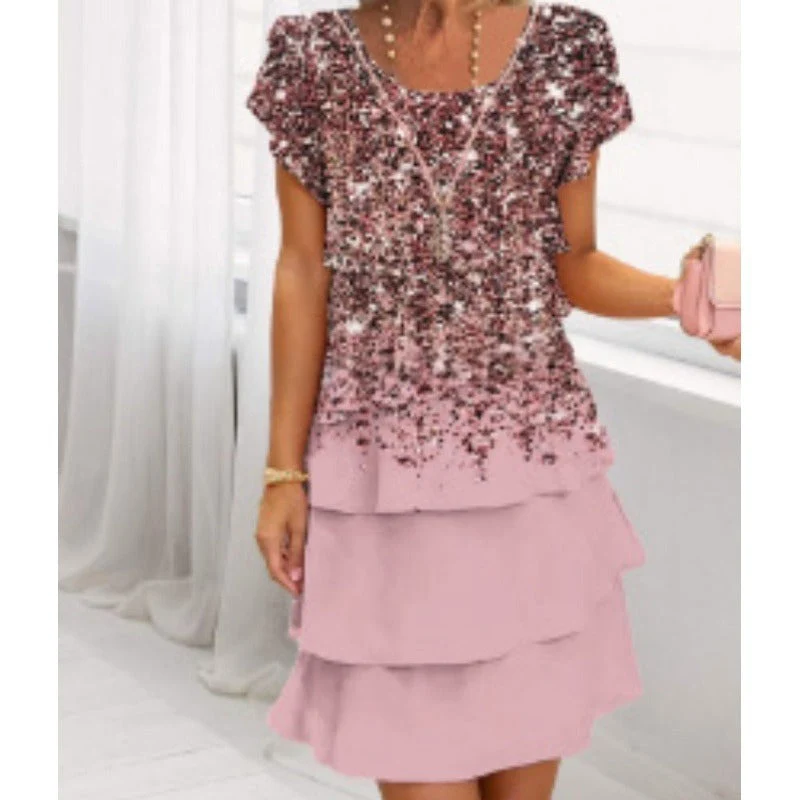 👗Elegante vestido de cuello redondo con estampado floral🌸-ES
