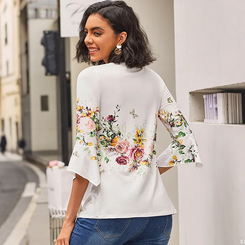 🌺 Γυναικείο Πουκάμισο με Στάμπα και V-Neck✨-GR