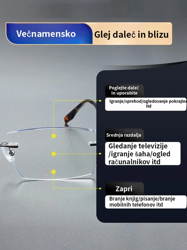 Spremenljiva očala proti modri svetlobi za branje