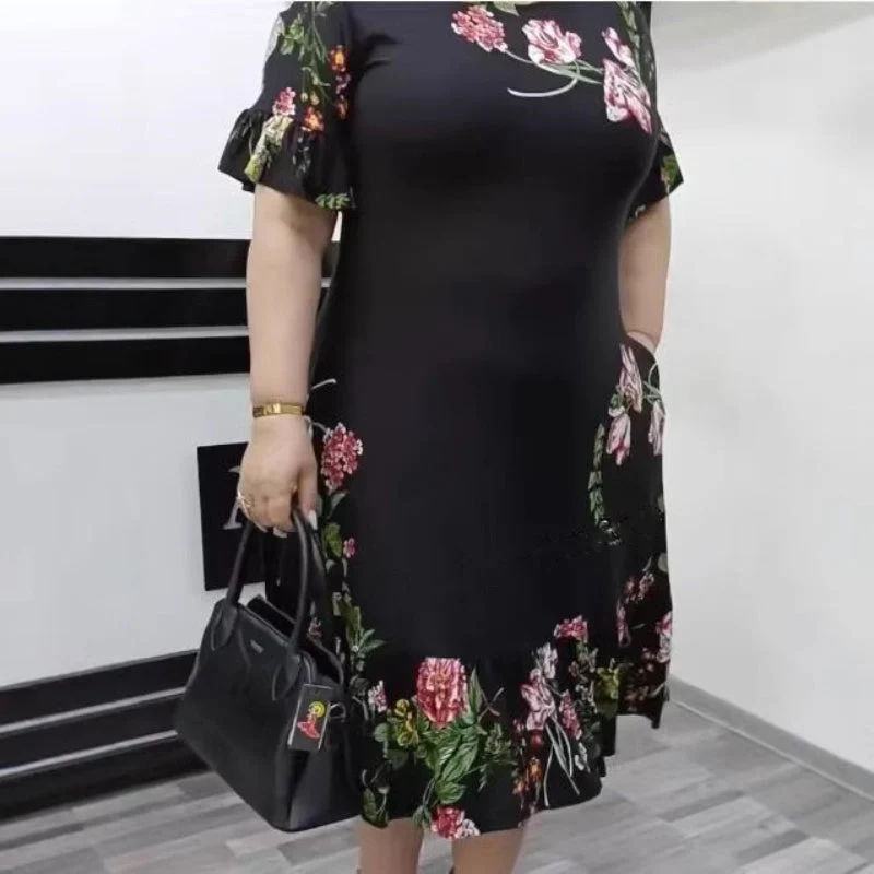 🌺Elegante vestido con volantes y estampado oversize-ES