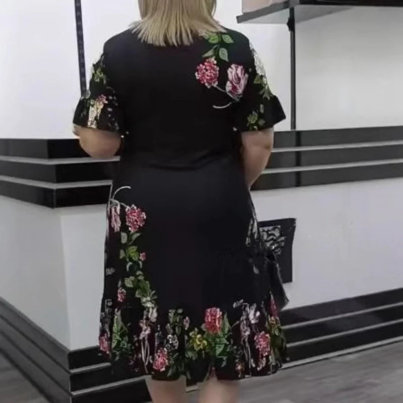 🌺Elegante vestido con volantes y estampado oversize-ES