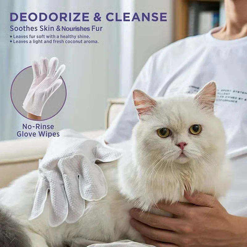 Guantes desodorizantes para limpieza de mascotas sin enjuague-ES