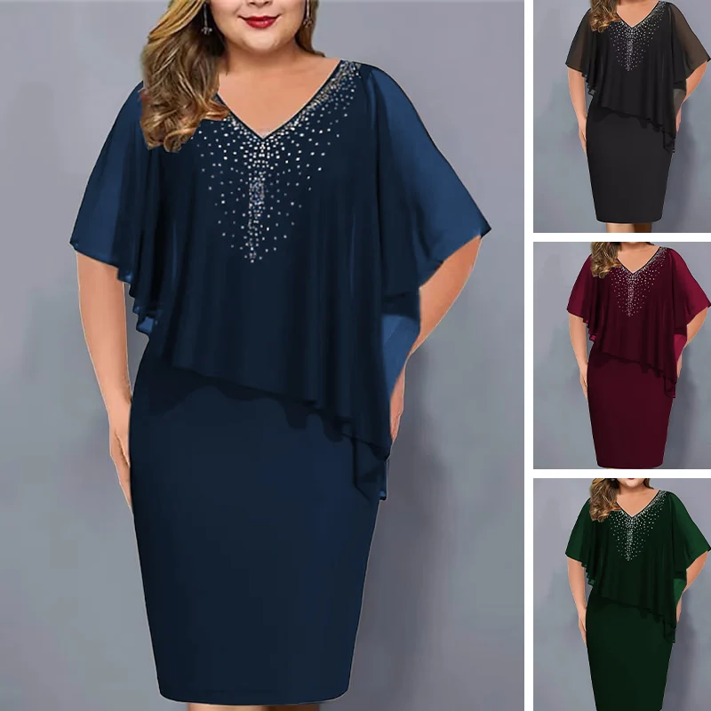 ✨Vestido de gasa con escote en V e incrustaciones de pedrería-ES