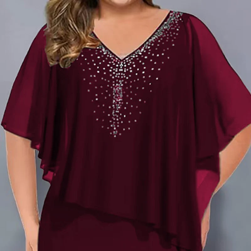 ✨Vestido de gasa con escote en V e incrustaciones de pedrería-ES
