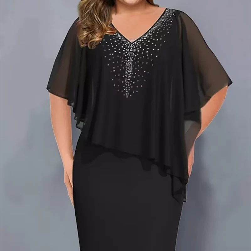 ✨Vestido de gasa con escote en V e incrustaciones de pedrería-ES