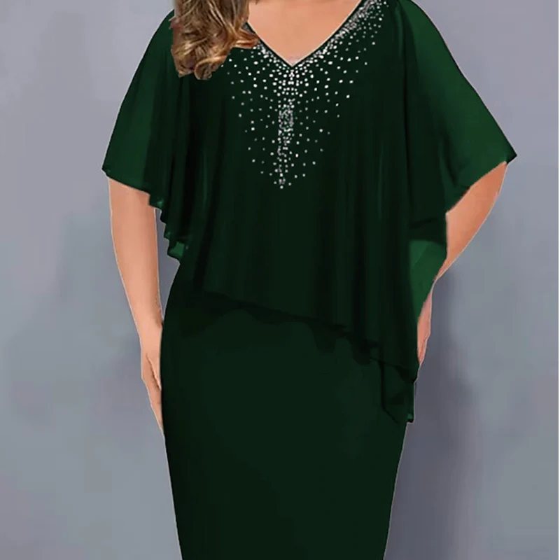 ✨Vestido de gasa con escote en V e incrustaciones de pedrería-ES
