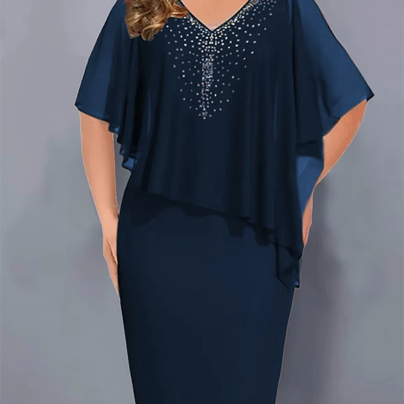 ✨Vestido de gasa con escote en V e incrustaciones de pedrería-ES