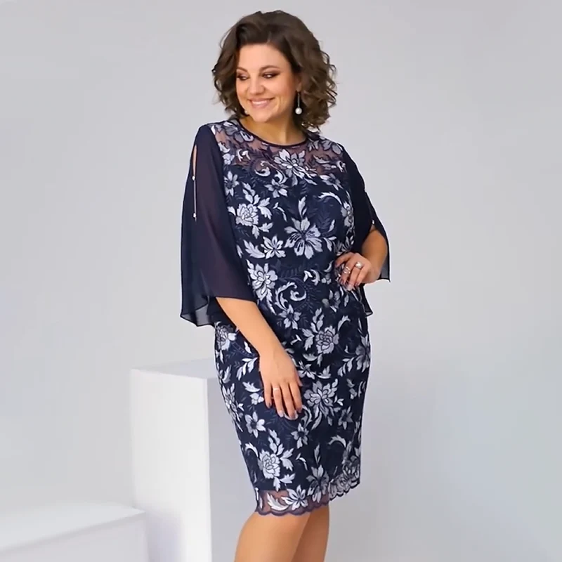 ✨Vestido midi de malla con estampado floral para mujer-ES