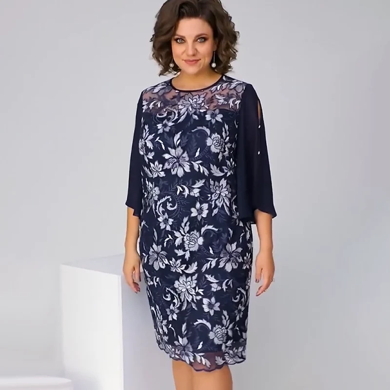 ✨Vestido midi de malla con estampado floral para mujer-ES