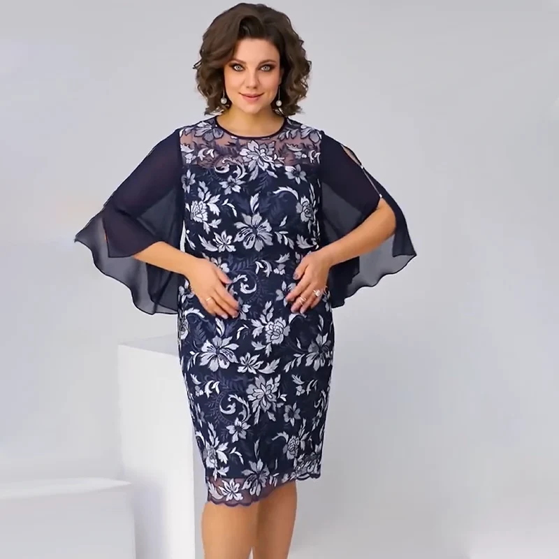 ✨Vestido midi de malla con estampado floral para mujer-ES