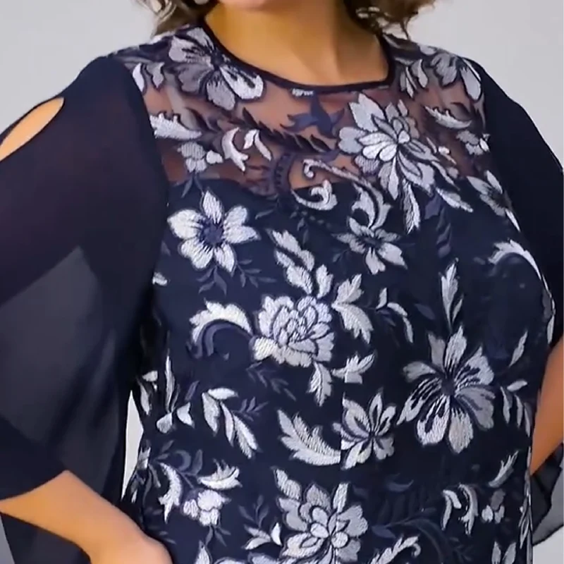 ✨Vestido midi de malla con estampado floral para mujer-ES