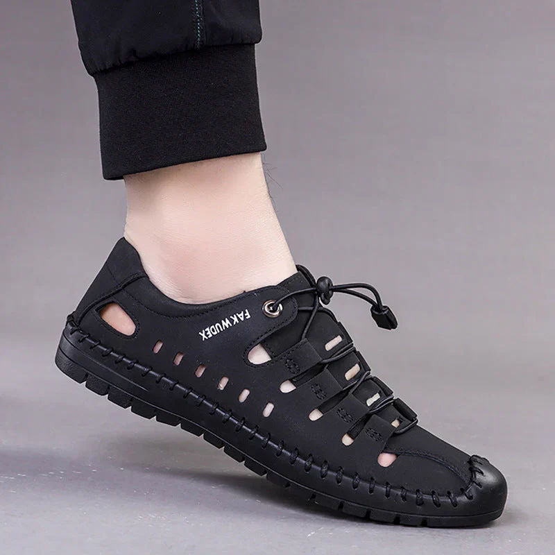 Sandalias de aviador de cuero con puntera envolvente-ES