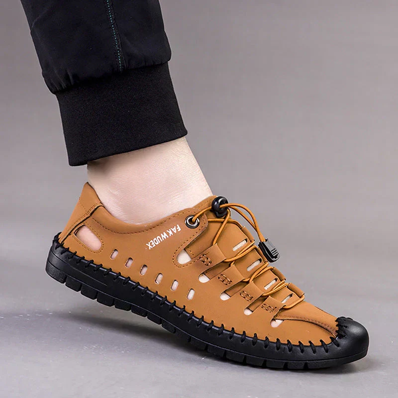 Sandalias de aviador de cuero con puntera envolvente-ES
