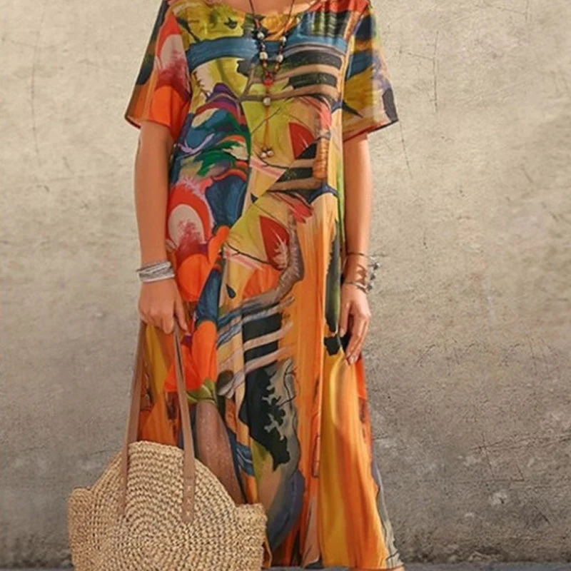 [S-5XL]✨Αέρινο φόρεμα σε φωτεινά, τροπικά χρώματα-GR