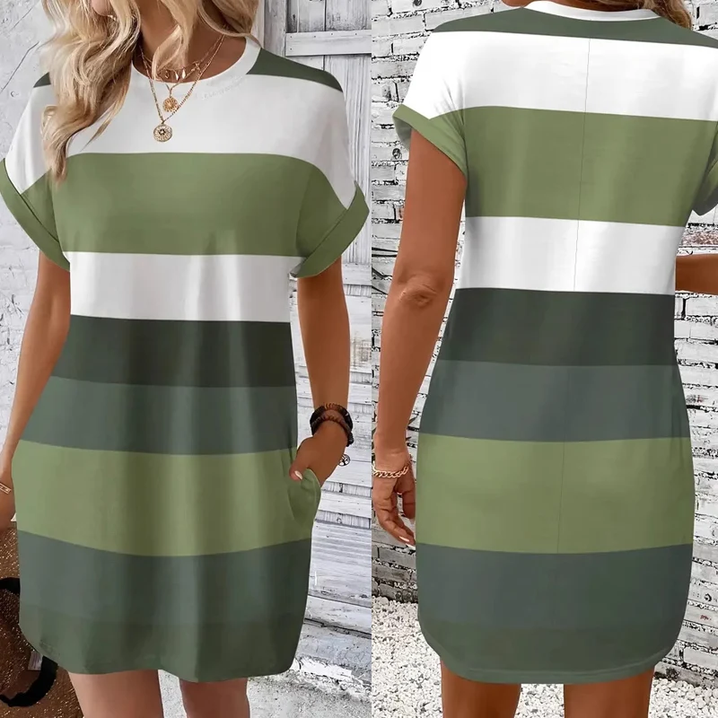 👗Ležerna ženska haljina s okruglim izrezom-HR