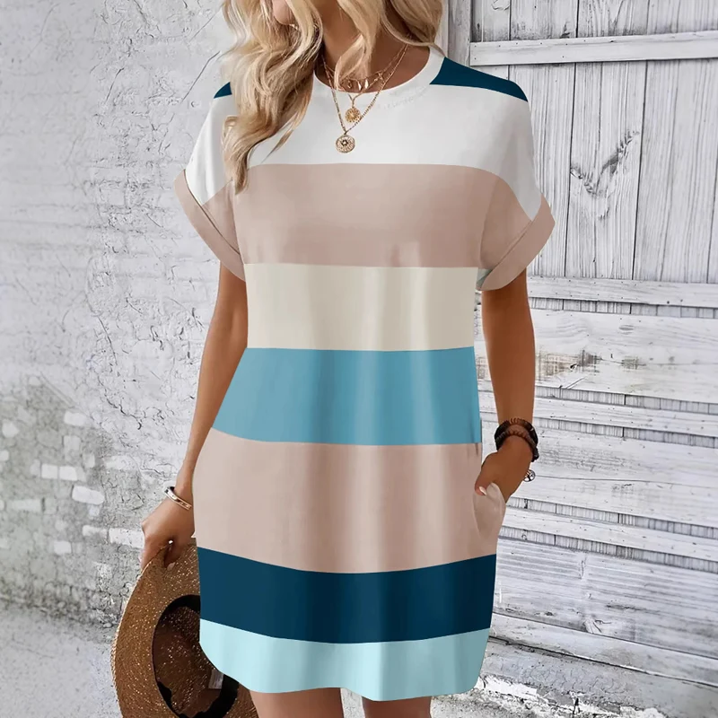 👗Ležerna ženska haljina s okruglim izrezom-HR