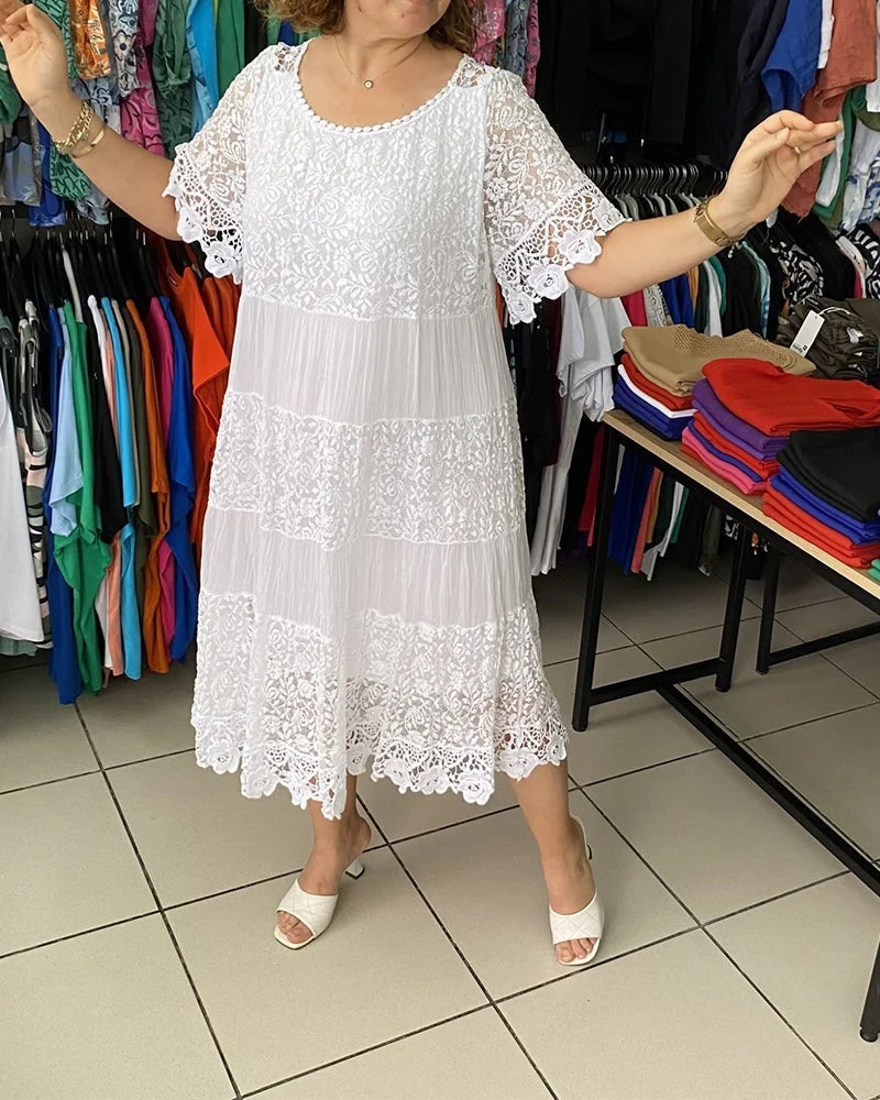 💝Vestido monocromático de corona y manga corta👗-ES