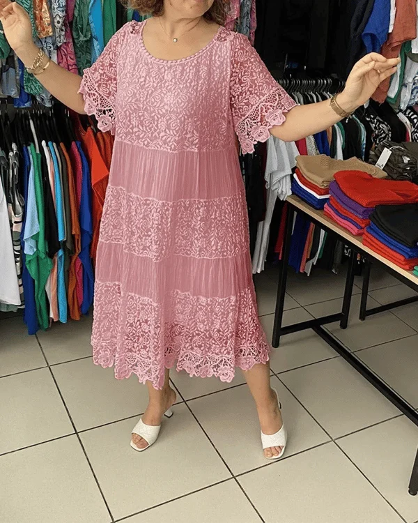 💝Vestido monocromático de corona y manga corta👗-ES