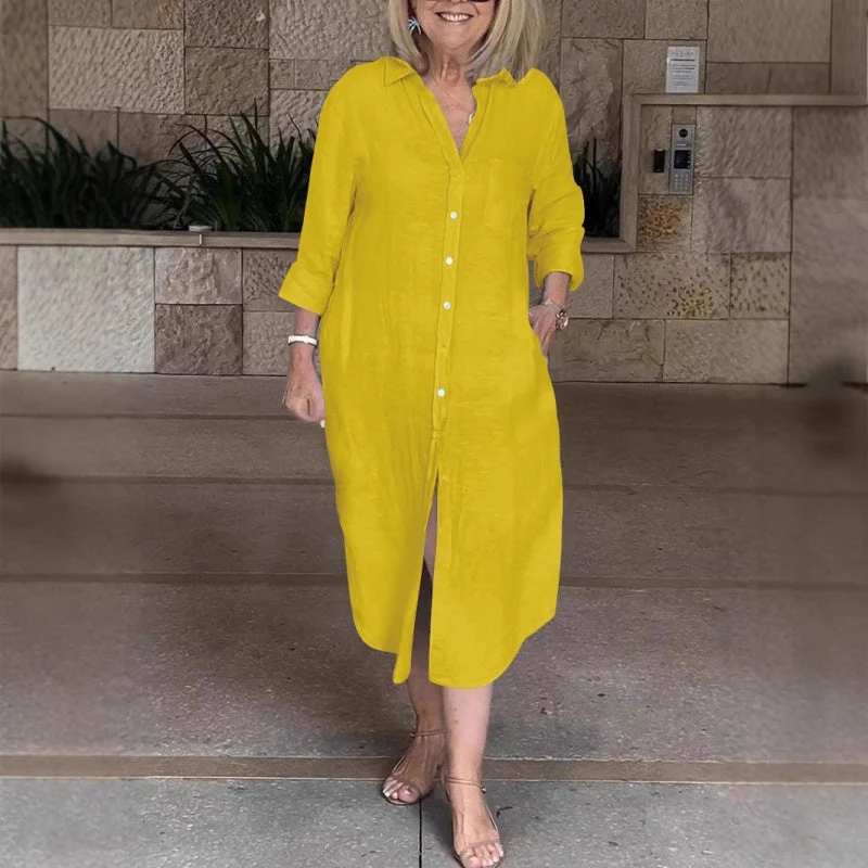 🔥Vestido holgado de lino y algodón para mujer-ES