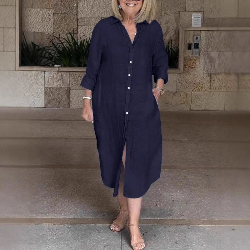 🔥Vestido holgado de lino y algodón para mujer-ES