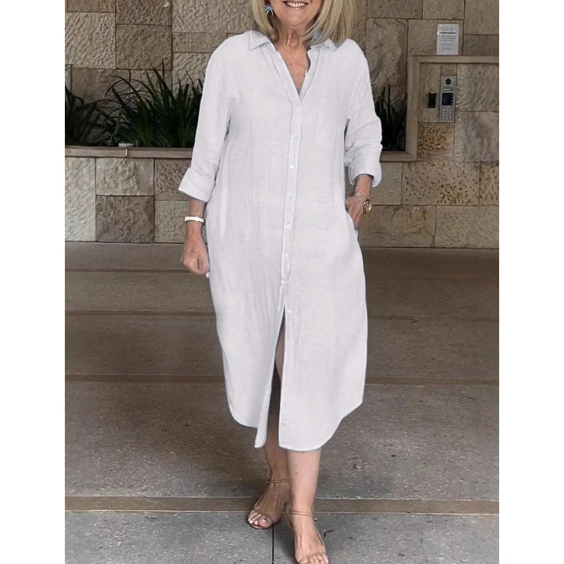 🔥Vestido holgado de lino y algodón para mujer-ES