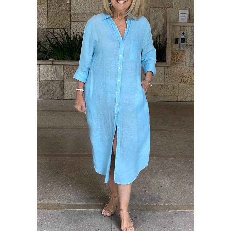 🔥Vestido holgado de lino y algodón para mujer-ES