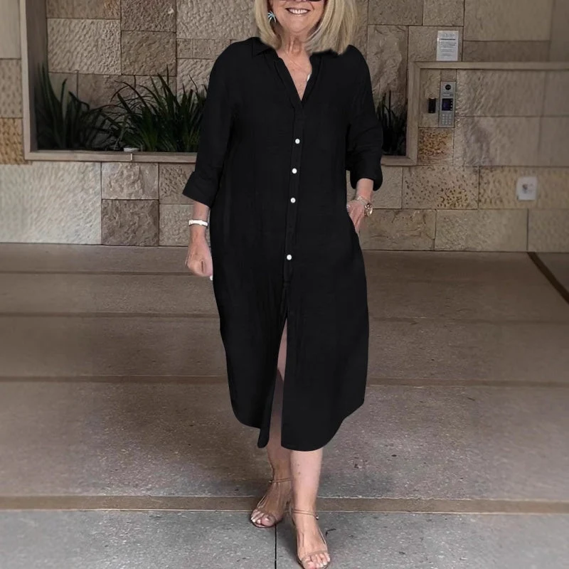 🔥Vestido holgado de lino y algodón para mujer-ES