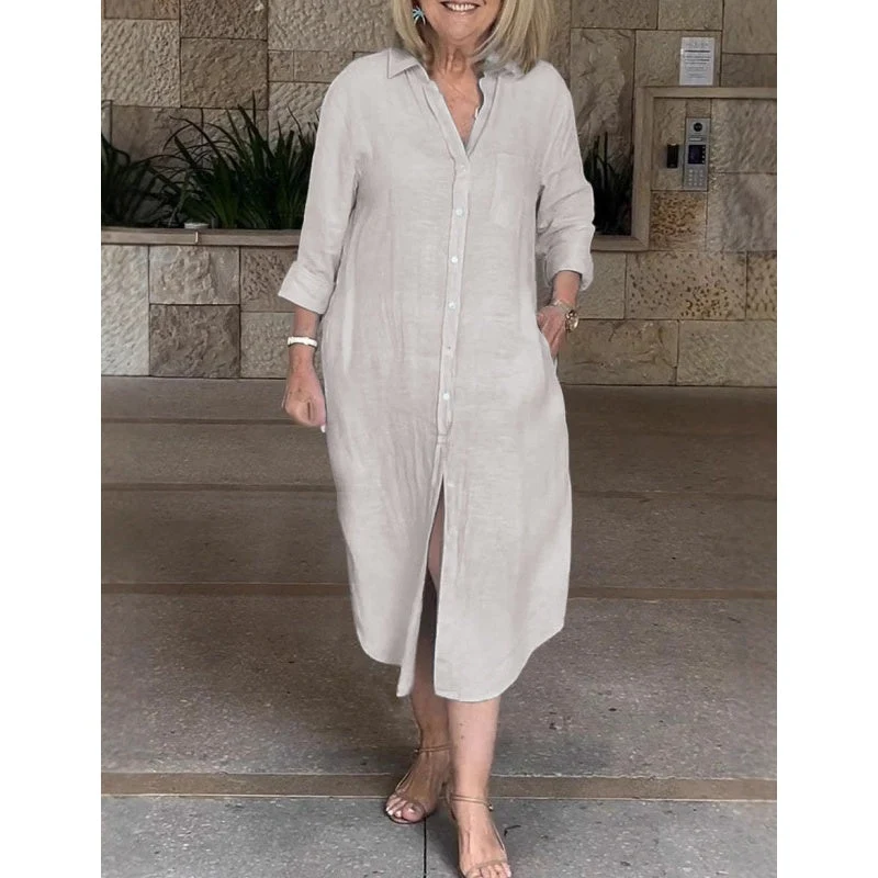 🔥Vestido holgado de lino y algodón para mujer-ES