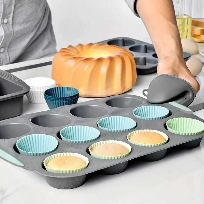 Juego de moldes de silicona para pasteles para hornear fácilmente-ES