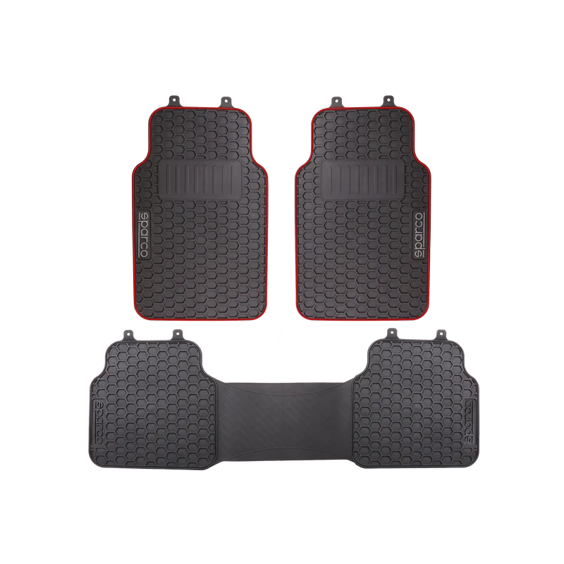 Alfombras Auto PVC Sparco Negro Rojo Universales 3 Piezas