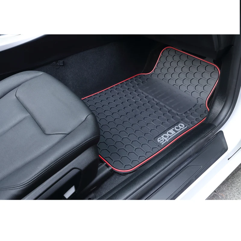Alfombras Auto PVC Sparco Negro Rojo Universales 3 Piezas