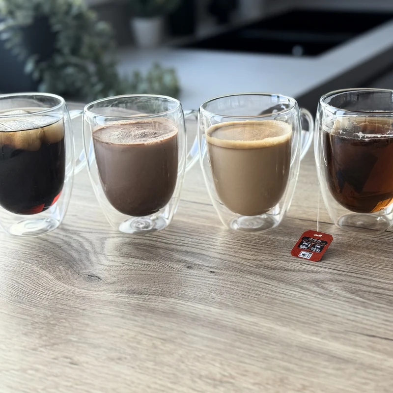 Set 4 vasos de doble cristal con asas 250 mL - Vaso térmico de doble capa perfecto mantener la temperatura de tus bebidas calie