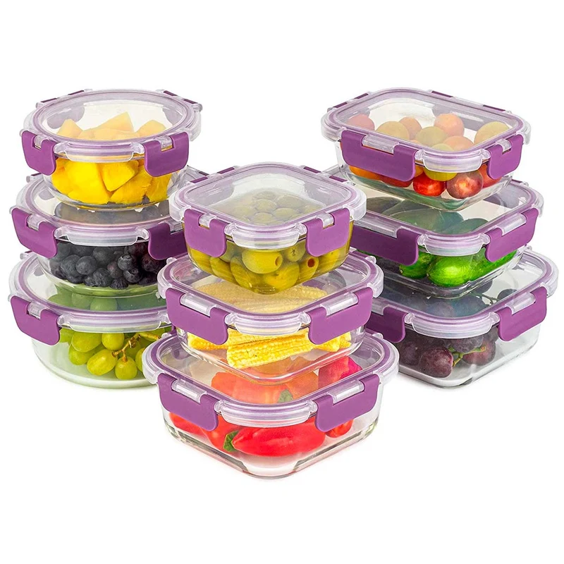 Recipientes de Cristal Para Alimentos - 36 Piezas (18 recipientes y 18 tapas)- Apto para lavavajilla