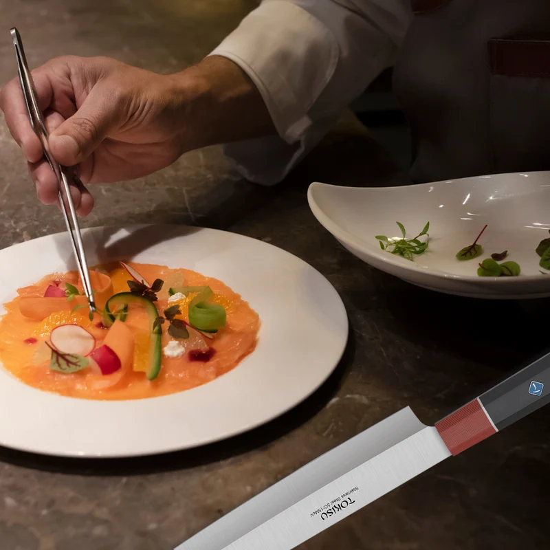 Cuchillo Cocina Profesional TOKYSU - Cuchillos Cocina Japones NAKIRI de Acero Inoxidable de 67 capas 18 cm- Mango G10 DAMASCO