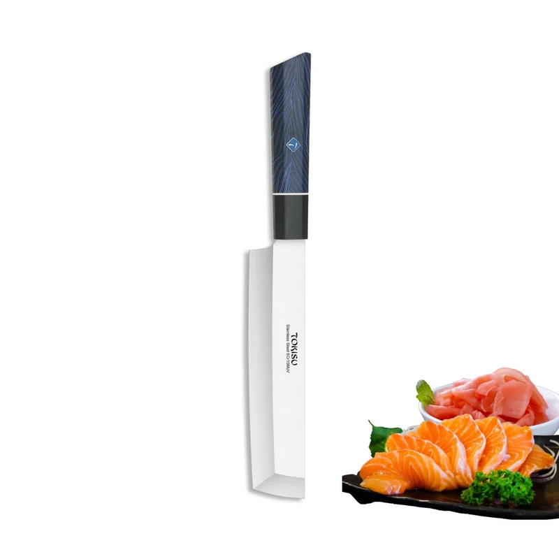 Cuchillo Cocina Profesional TOKYSU - Cuchillos Cocina Japones NAKIRI de Acero Inoxidable de 67 capas 18 cm- Mango G10 DAMASCO